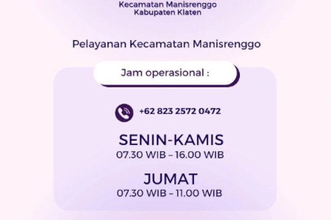 Jam Pelayanan Publik Kecamatan Manisrenggo