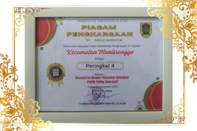 Penghargaan Klaten Award Tahun 2025 Kecamatan Manisrenggo