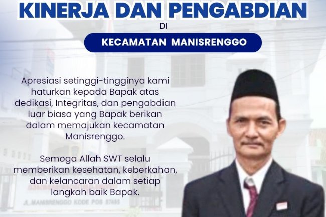 Terimakasih Atas Kinerja Dan Pengabdian Bapak Joko Triwiyanto, S.IP.,M.Si Selaku Sekretaris Kecamatan Manisrenggo Juni 2022 - Agustus 2026