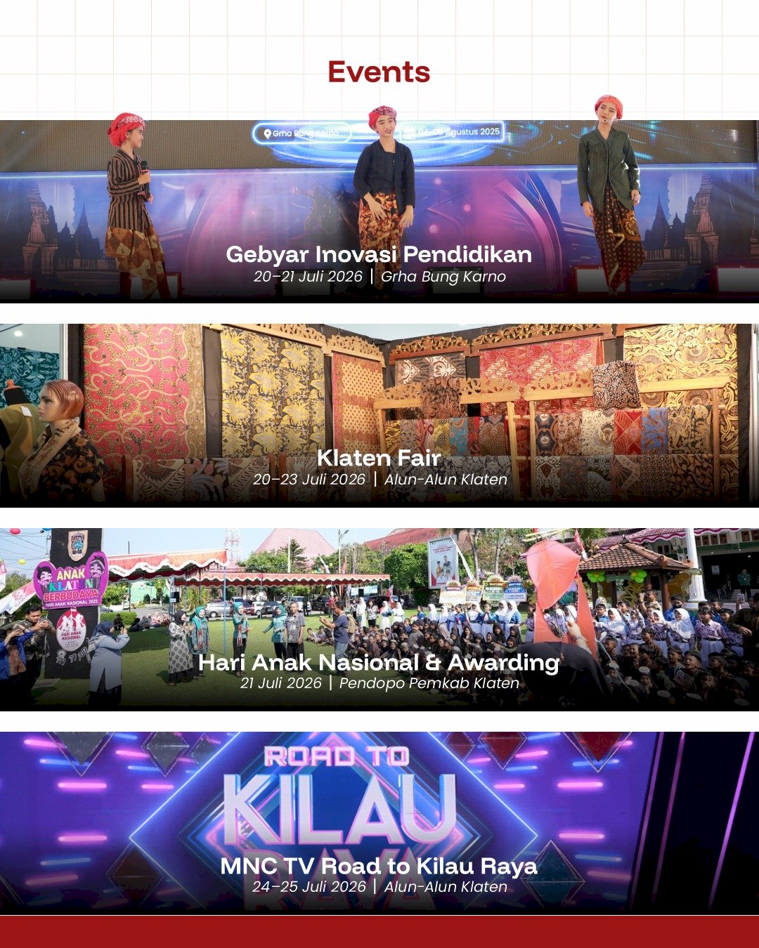 Semarak Klaten 2026 !! Simak Jadwal Kegiatannya, Catat Tanggalnya, Hadiri Acaranya !!