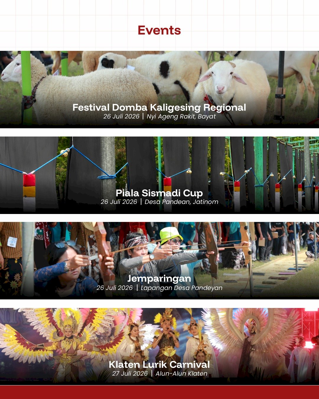Semarak Klaten 2026 !! Simak Jadwal Kegiatannya, Catat Tanggalnya, Hadiri Acaranya !!