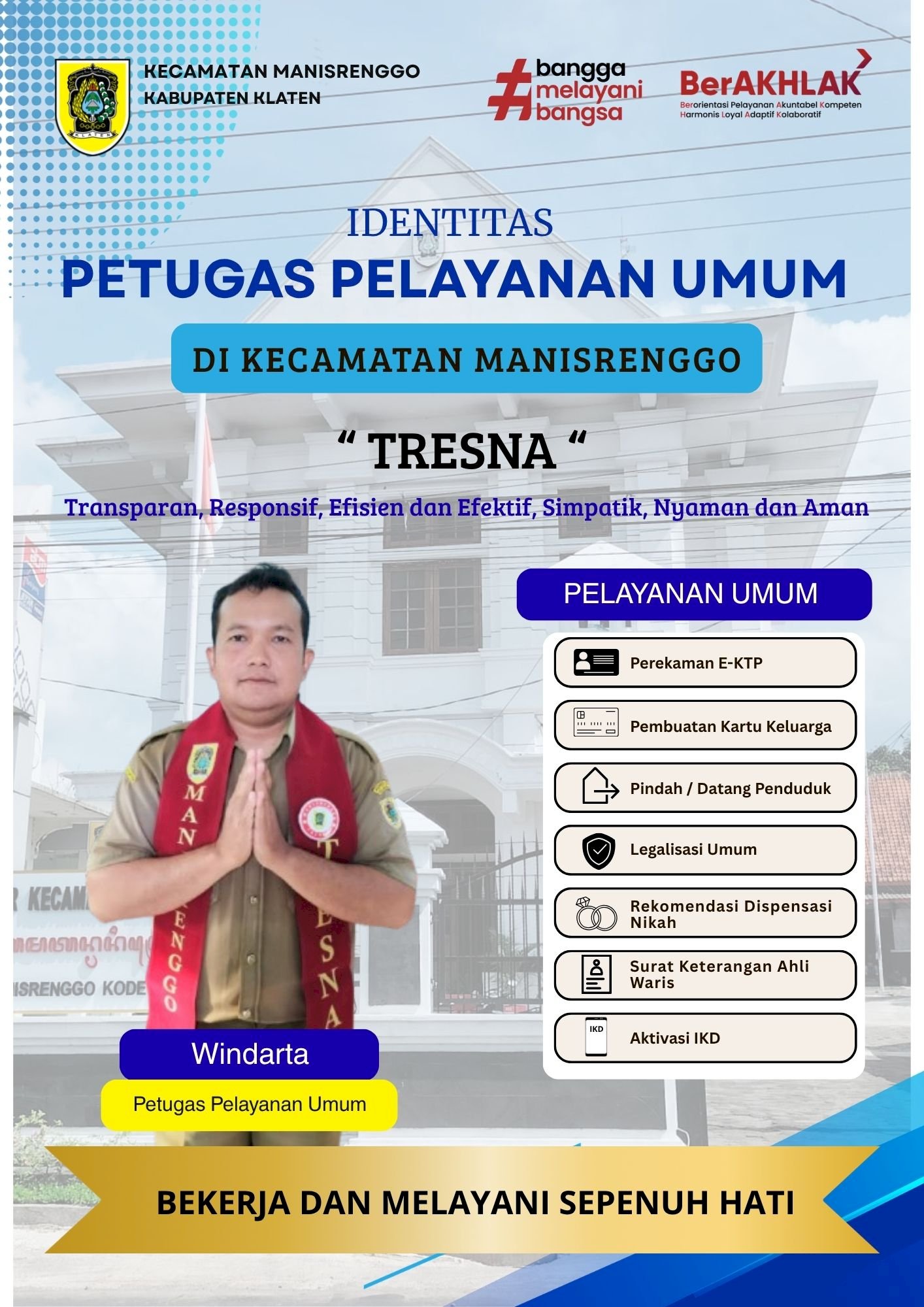 Fasilitas Identitas Petugas Kecamatan Manisrenggo