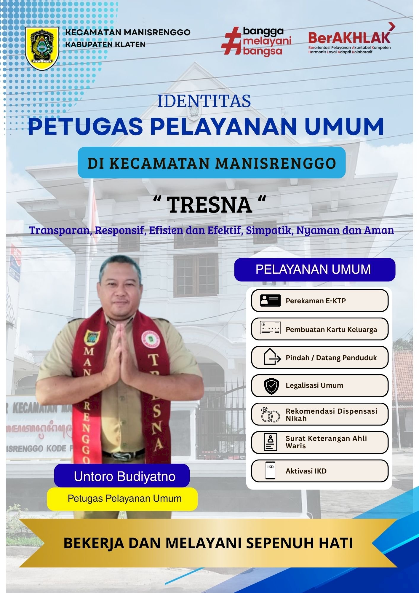 Fasilitas Identitas Petugas Kecamatan Manisrenggo